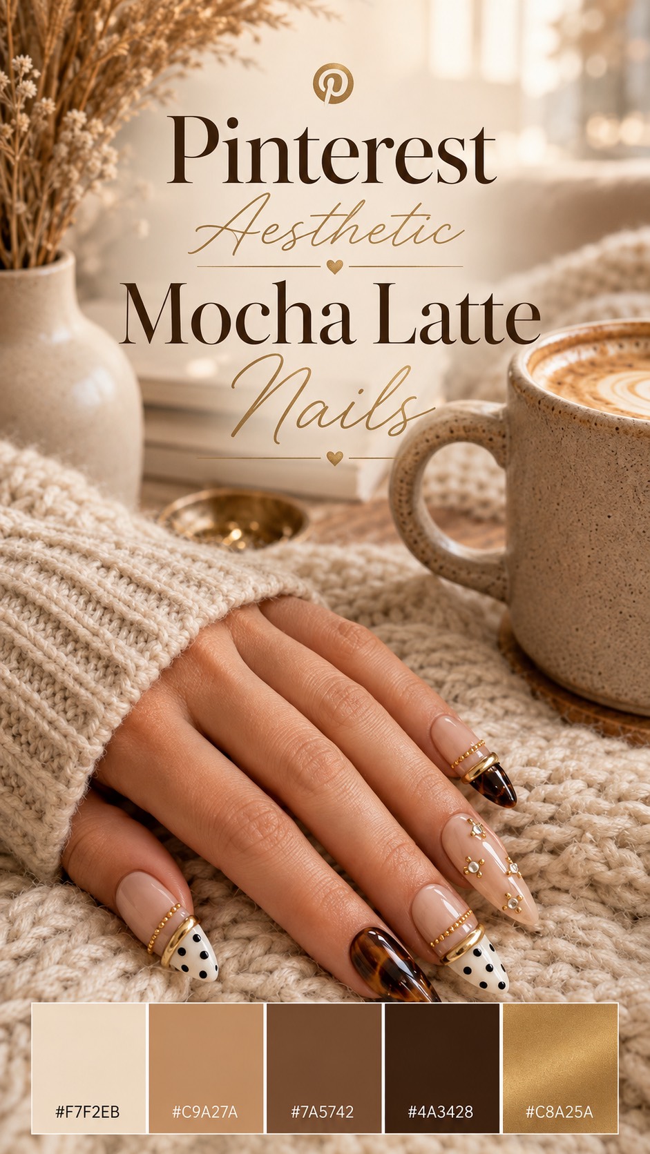 Pinterest Aesthetic Mocha Latte Nails