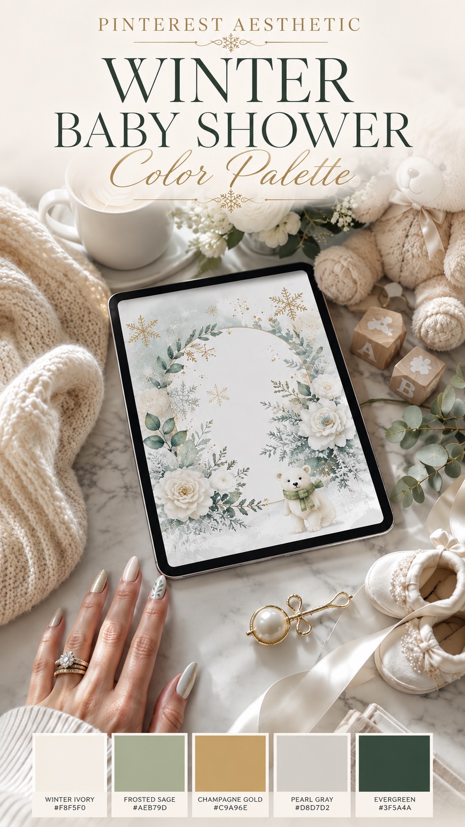 Pinterest Aesthetic Winter Baby Shower Color Palette