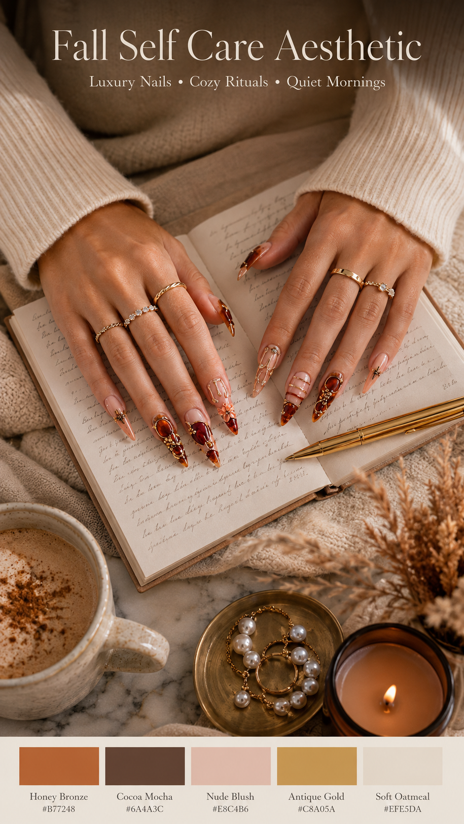 Fall Self Care Aesthetic Luxury Nails